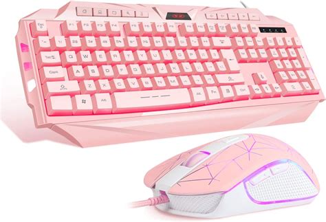 Pink keyboard - RGB Pink Gaming Keyboard and Mouse Combo,87 Keys Gaming Keyboard Wired RGB Backlit Gaming Keyboard Mechanical Feeling with RGB 7200 DPI Pink Gaming Mouse Set for PC MAC PS4 Xbox Laptop. $ 53.39. Free Shipping from United States. SUMLEAD StoreVisit Store.